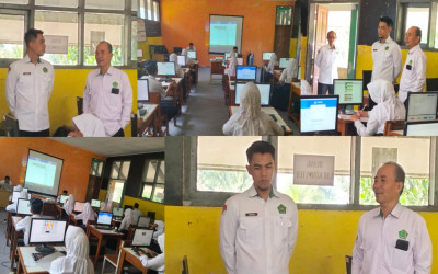 Kepala Seksi Pendidikan Madrasah Kantor Kemenag Kabupaten Tasikmalaya Lakukan Monev ANBK Utama di MTsN 3 Tasikmalaya